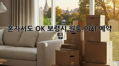 혼자서도 OK! 보령시 원룸 이사 예약 팁